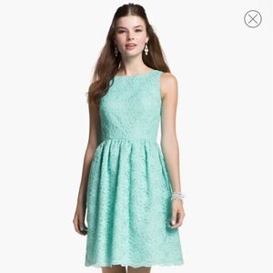 Calvin Klein Dress Womens 6 Aqua Blue Fit & Flare Sleeveless Lace Formal Wedding